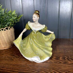 Vintage Royal Doulton Figurine, HN2329 Lynne in Green Dress